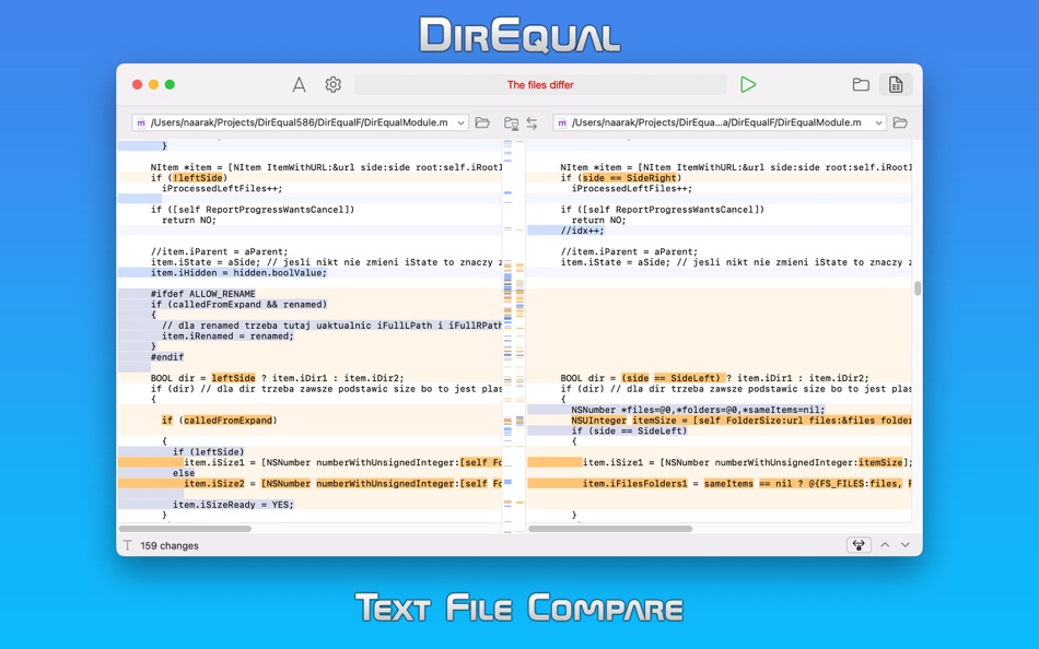 #3. DirEqual (macOS) 由: Grzegorz Staszczyk