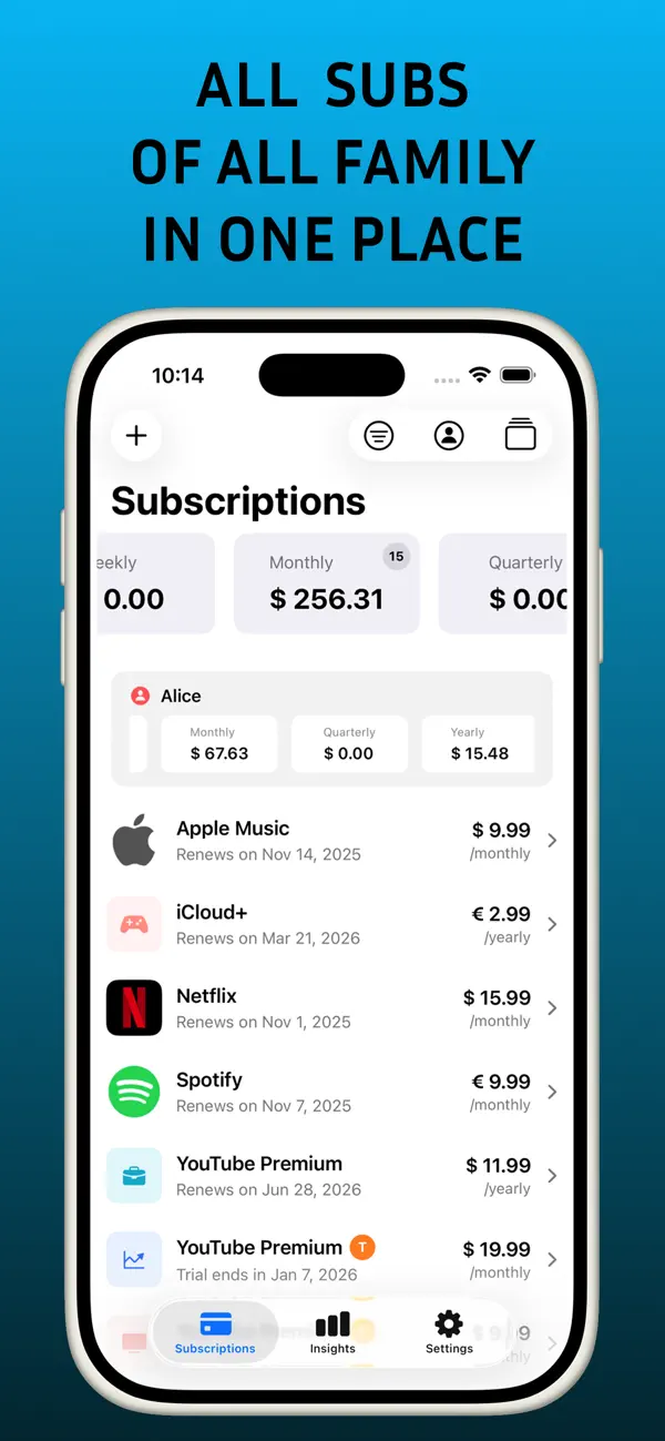 #1. SubsTracker+ (iOS) De: Marcel Mendes Filho
