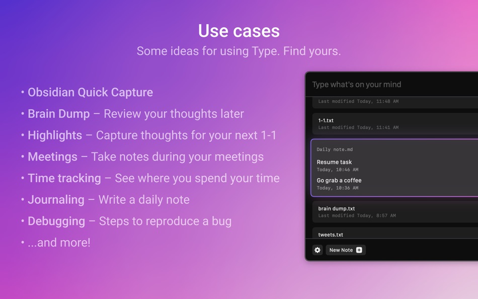 #9. Quick Note Taking – Type (macOS) 来自: Papercones Inc.