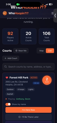 WhoHoopin?!? iPhone screenshot