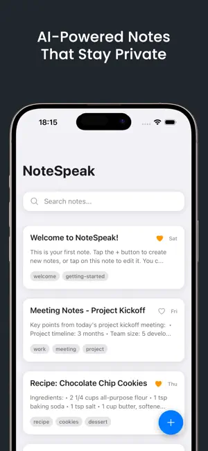 NotesPeak: offline AI notes screenshot 1