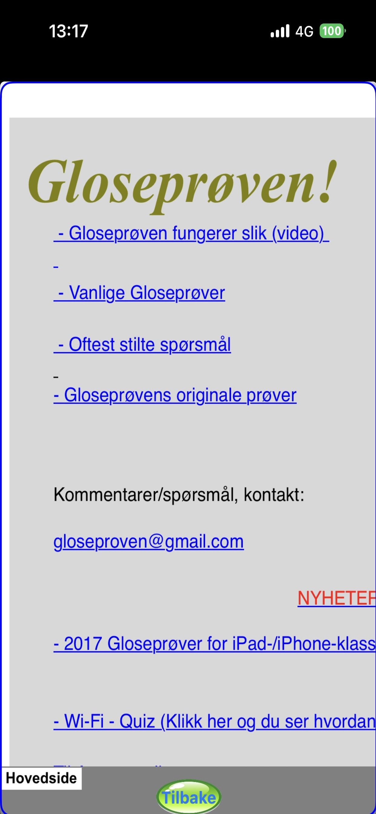 Gloseprøven!
