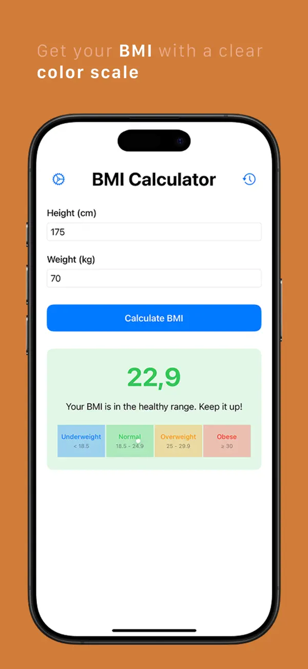 Screenshot #2 pour EasyBMI – BMI Calc & Tracker