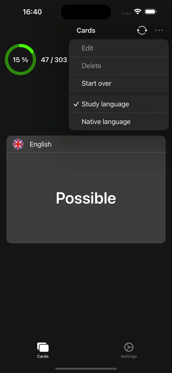 Screenshot #2 pour LangCards Mobile