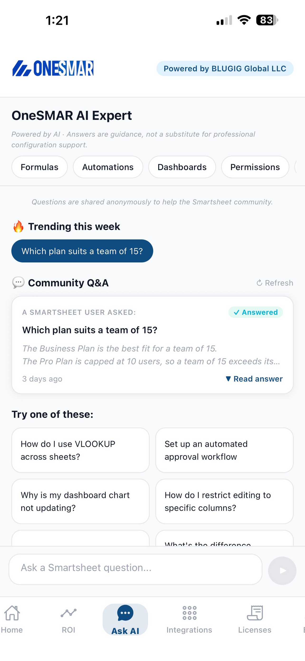 OneSMAR for Smartsheet Teams