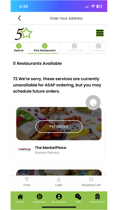 Five Star Home Delivery App Screenshot