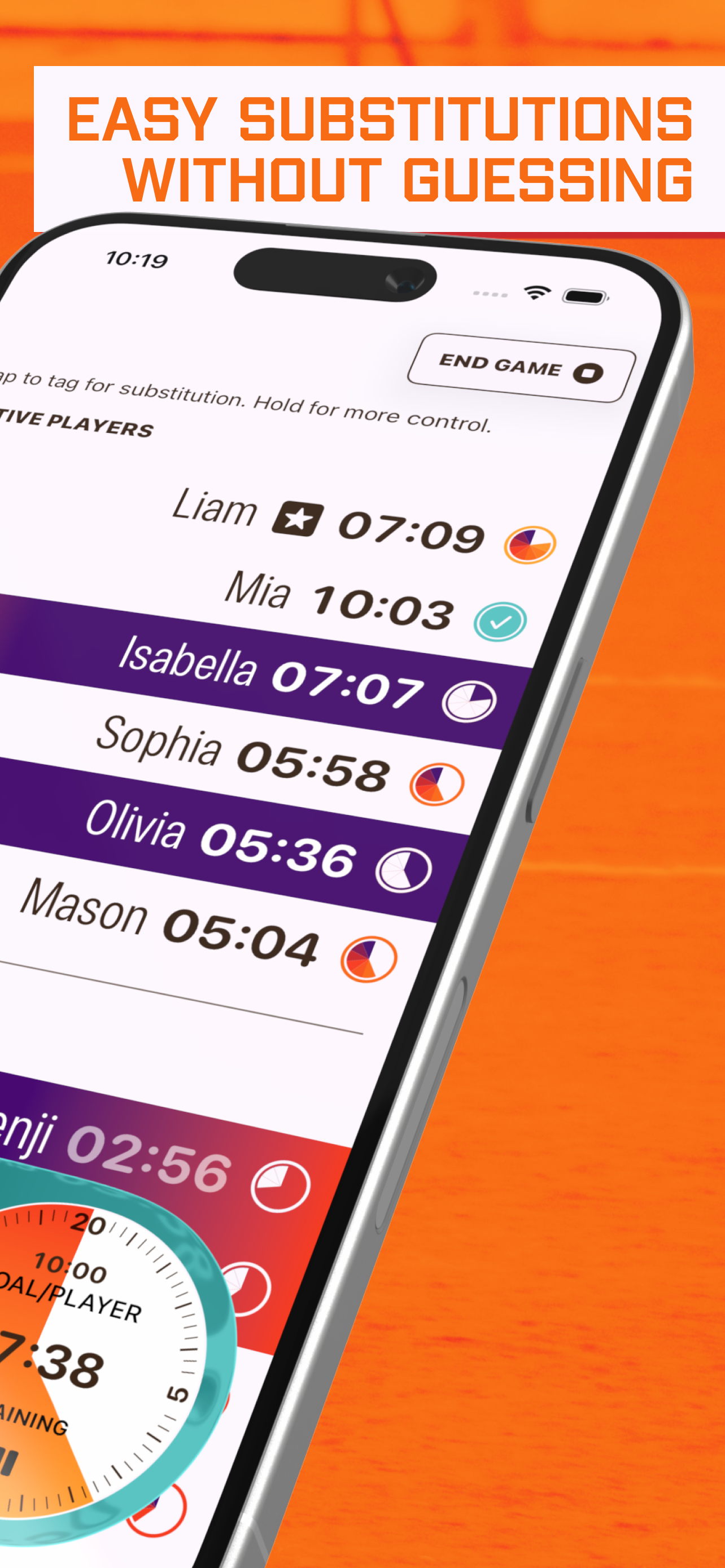 InTimer Youth Sports Sub Timer screenshot 3