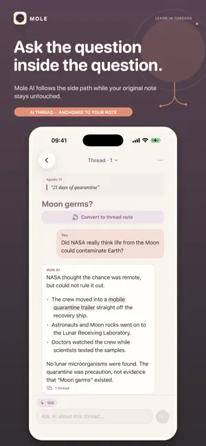 Mole: Notes & AI Threads screenshot 2