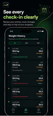 BMI Calculator Weight Log iPhone screenshot