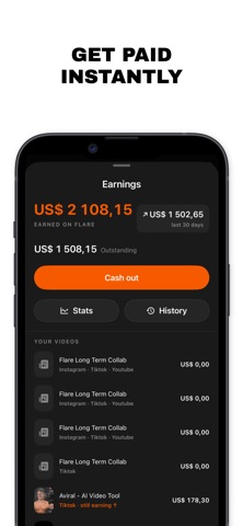 Flare: UGC & Brand Deals iPhone screenshot