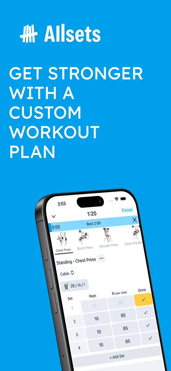 Screenshot #1 pour Allsets: Gym Workout Planner