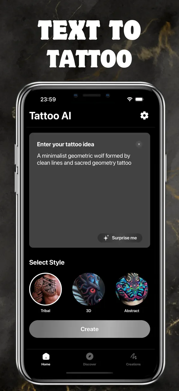 Screenshot #1 pour AI Tattoo Maker - Ink Hunter