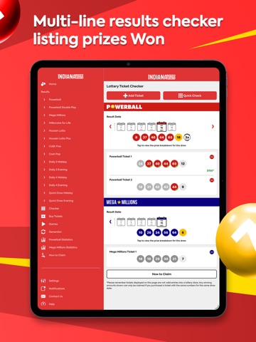 Indiana Lottery Numbers iPad screenshot