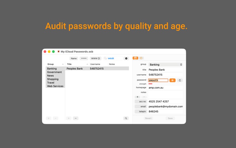 SamuraiSafe Password Manager. screenshot