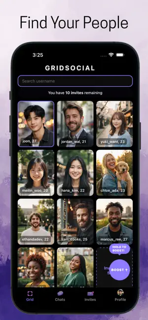 GridSocial: Chat, Share & Meet screenshot 1