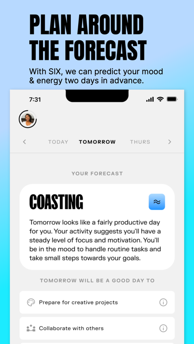 SIX - An Emotional Fitness App Screenshot