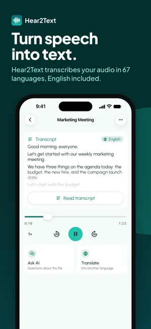 Hear2Text: Transcribe Audio screenshot 1