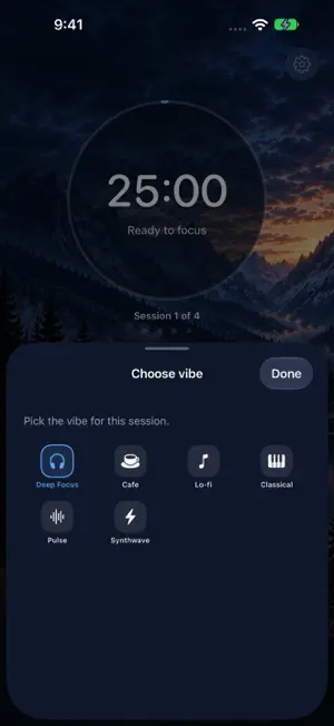 VibeFocus: Focus Timer & Music screenshot 2
