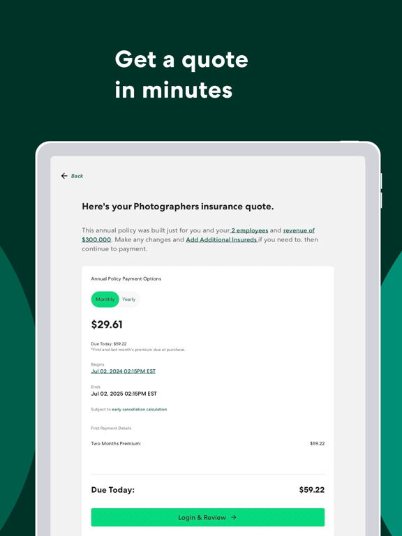 Thimble Insurance iPad screenshot 4 - Finance app