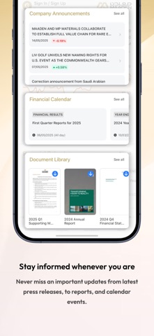Maaden Investor Relations screenshot