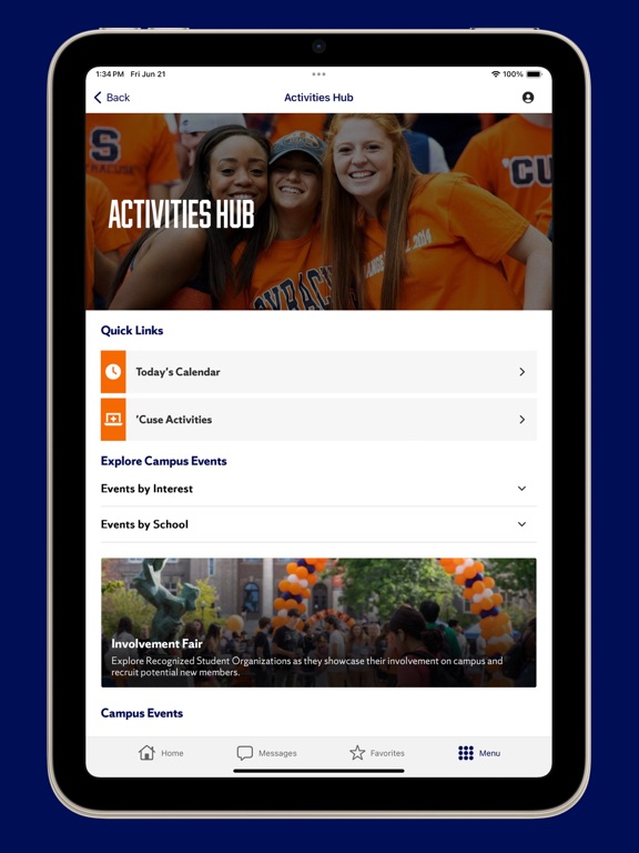 Syracuse University OrangeNow iPad screenshot 5 - Education app