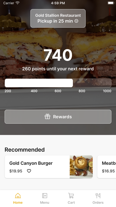 Gold Stallion Restaurant iPhone screenshot 1 - Food & Drink app