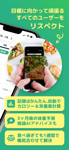 カロミル - ダイエット、カロリー＆PFC管理の健康アプリ iPhone screenshot 3