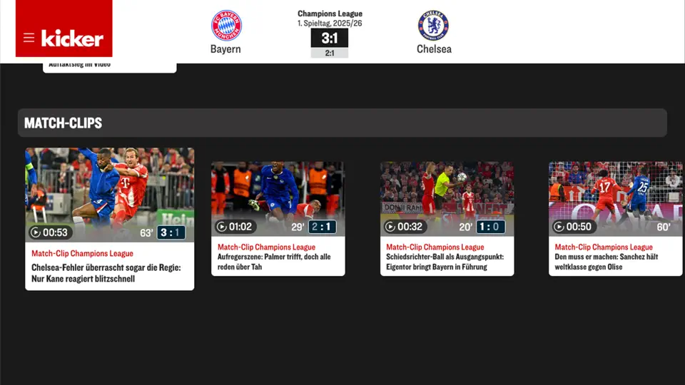 Screenshot von Kicker Fußball News & Videos auf dem iPhone 4