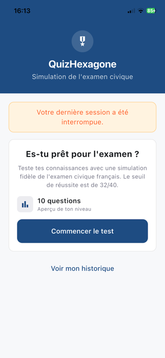 QuizHexagone Screenshot 1 of 3