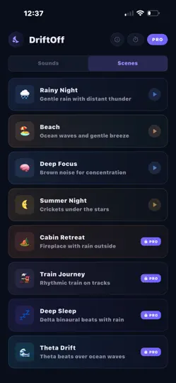 Скриншот DriftOff — Sleep Sounds на iPhone 5