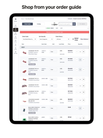 One World Foods iPad screenshot