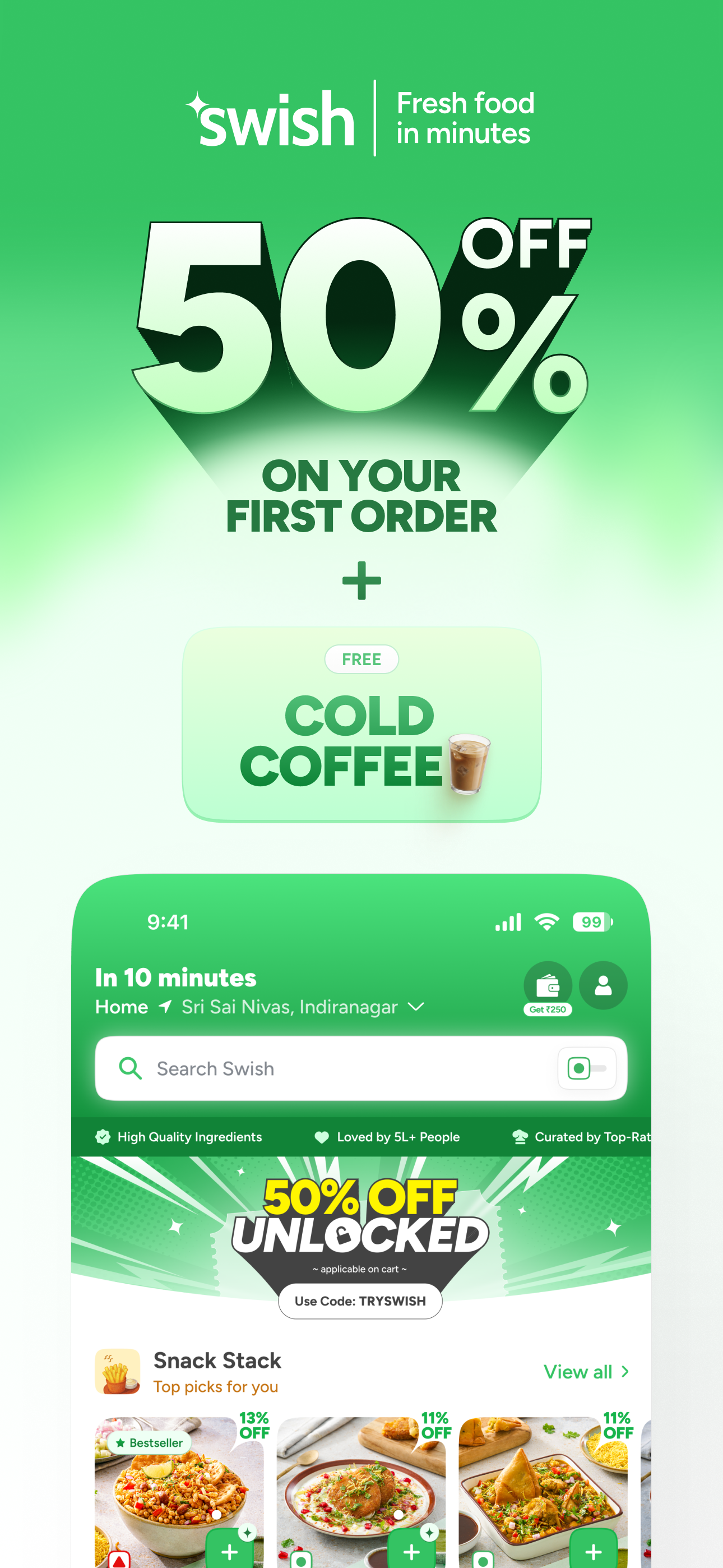 Swish: 10-Min Food Delivery