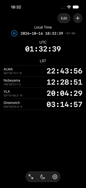 LSTclock: sidereal time clock screenshot 2