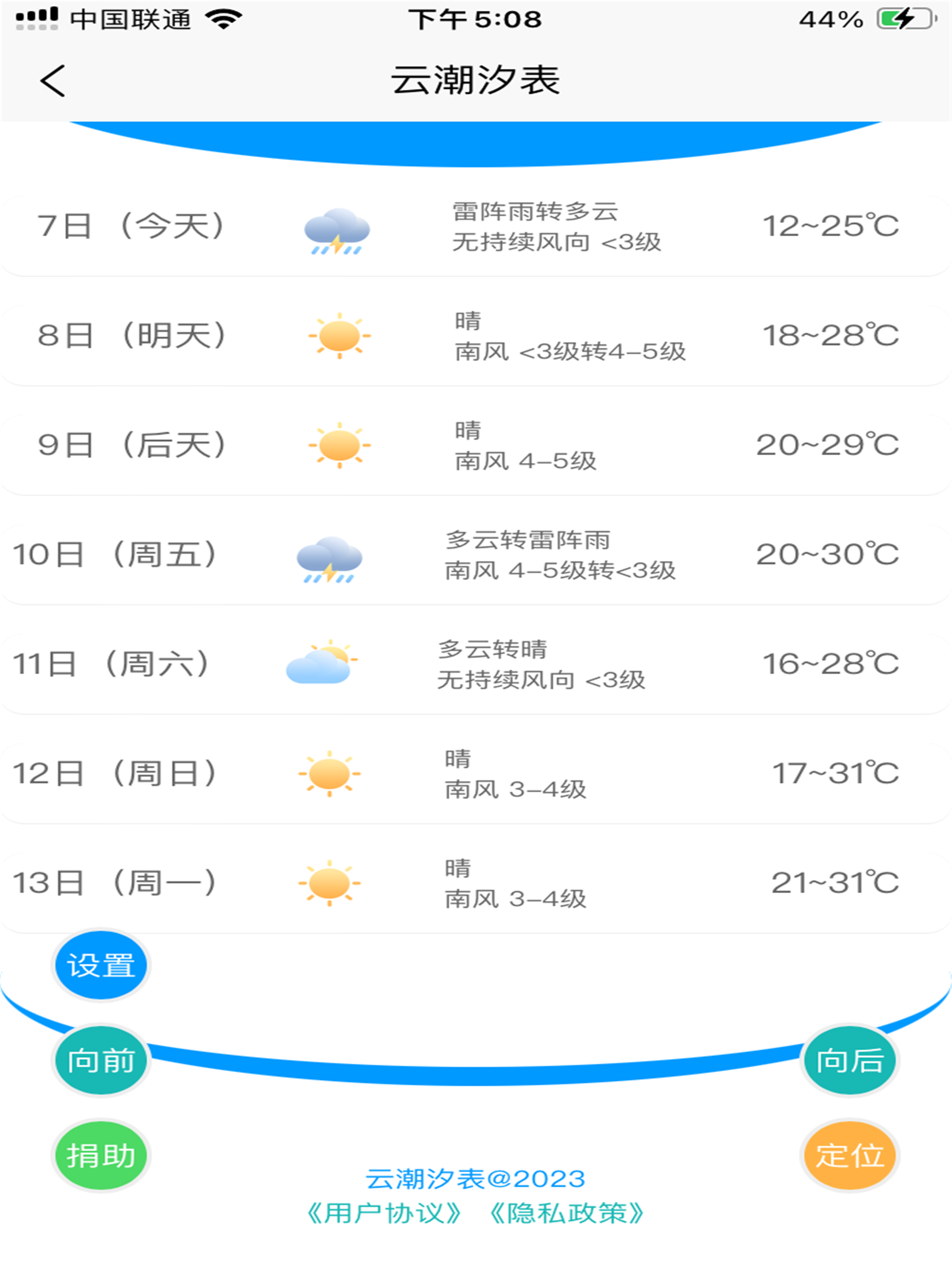云潮汐表