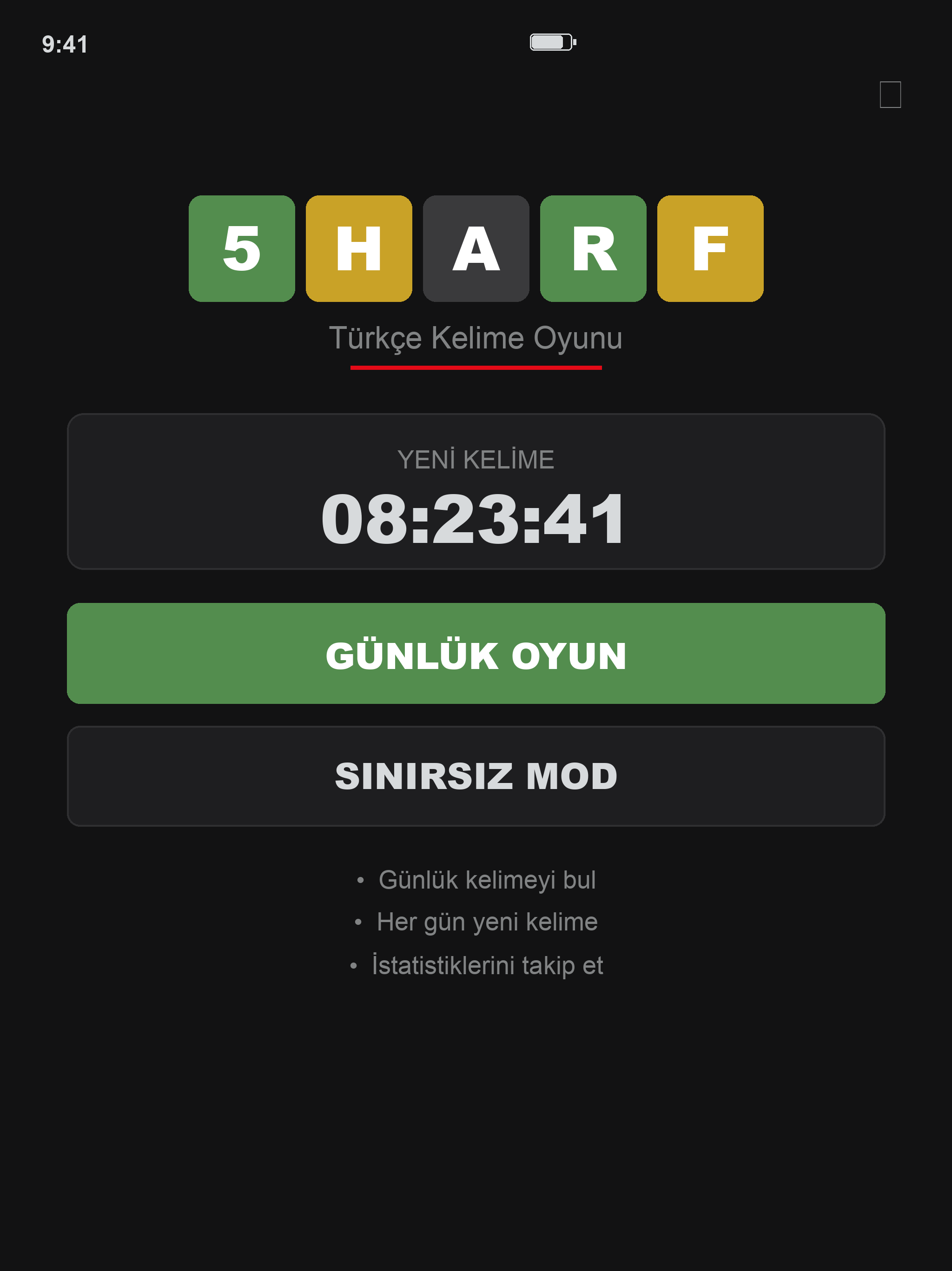 5Harf - Türkçe Kelime Oyunu