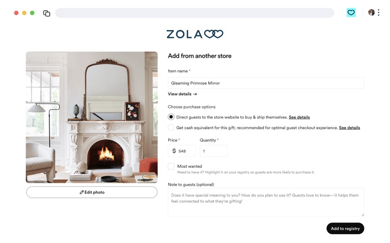 Add to Zola Button screenshot 3