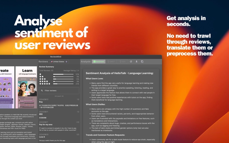 ReviewMind App Review Analyzer iPhone screenshot