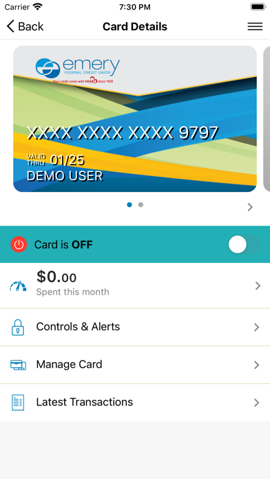 Emery CardNav Screenshot