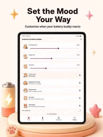 Aesthetic Battery Pet Widget iPad screenshot