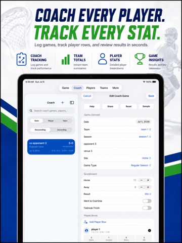 LaCrosse Player,Coach Tracker iPad screenshot