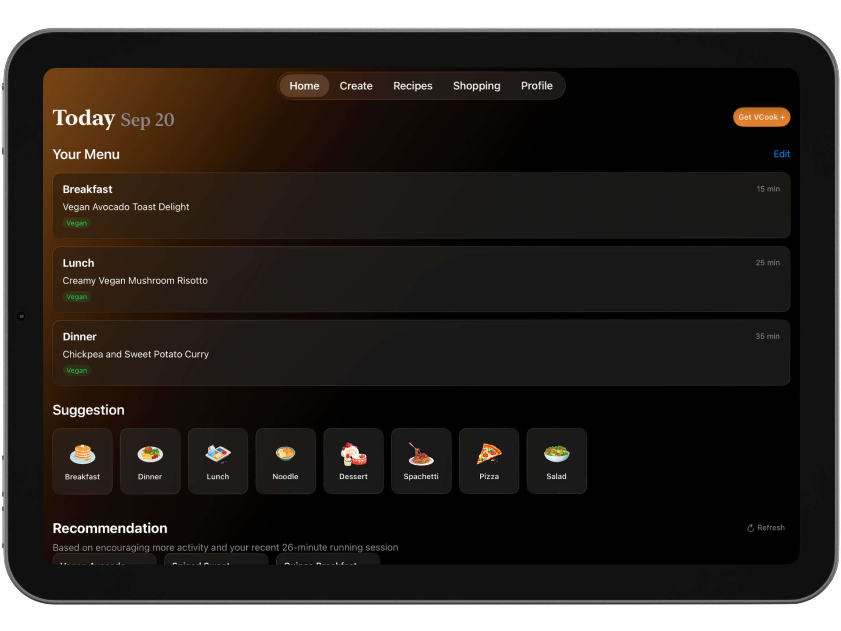 VCook: Recipe, Cooking AI