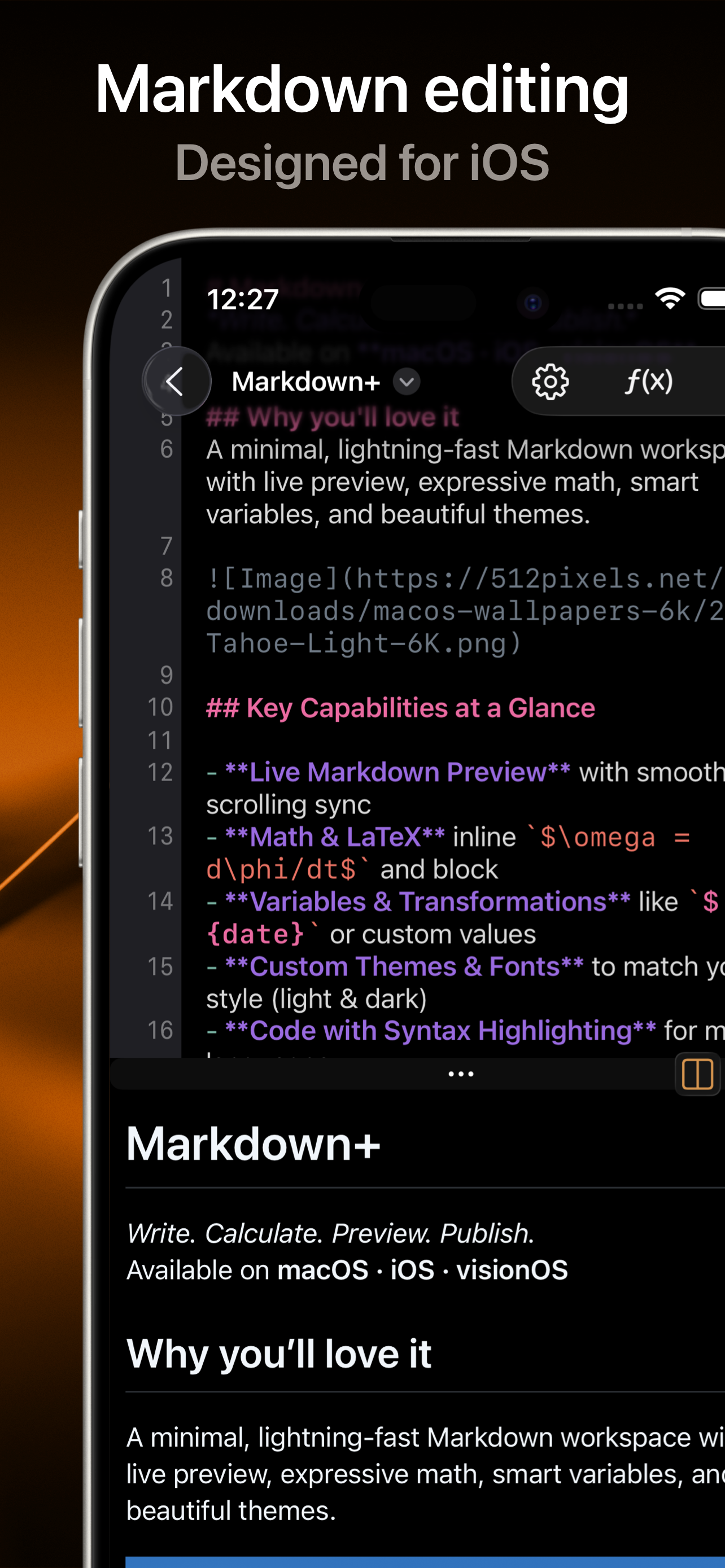 Markdown+ Text & Code Editor