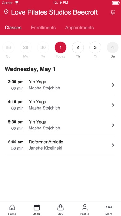 Love Pilates Studios Screenshot