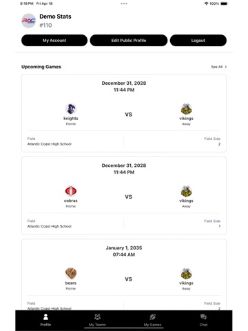 RAC Sports iPad screenshot