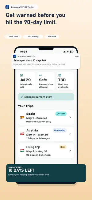 Schengen 90/180 Tracker screenshot 2