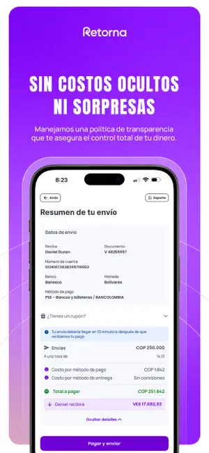 Retorna: envía dinero seguro iPhone screenshot 2
