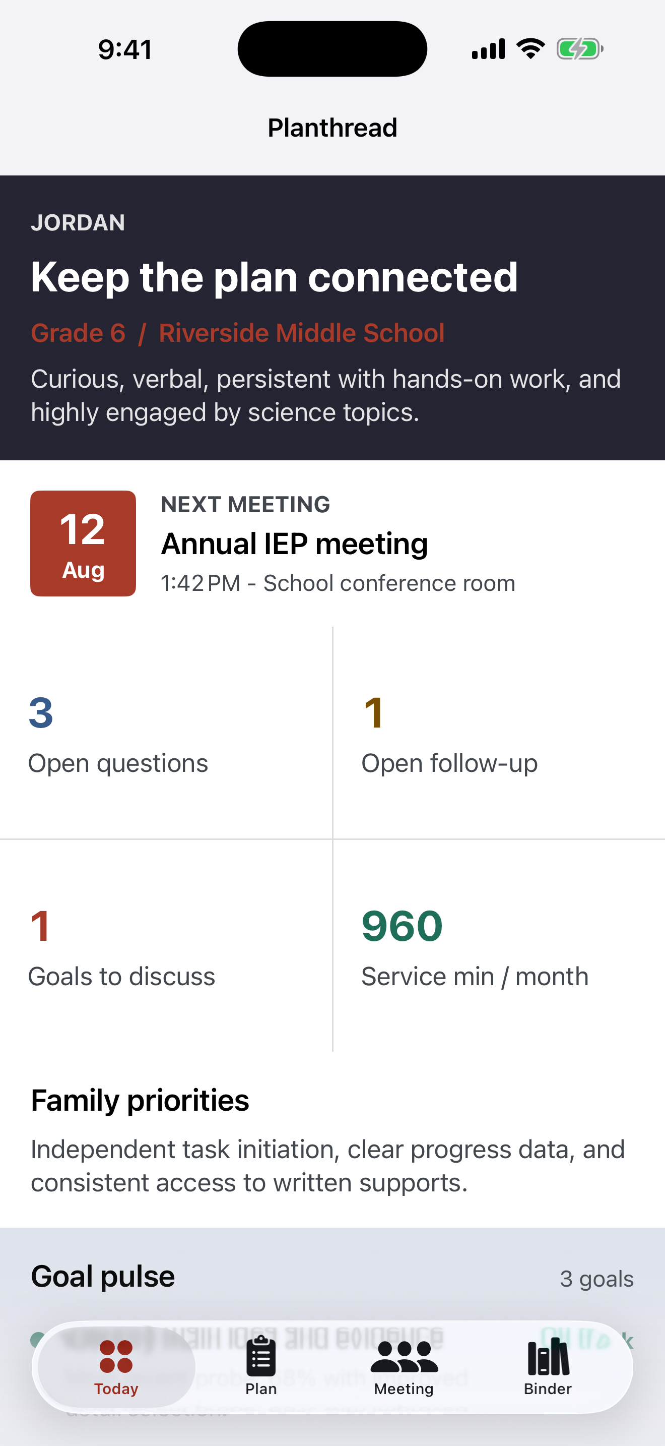 Planthread: IEP Organizer screenshot 1 of 4