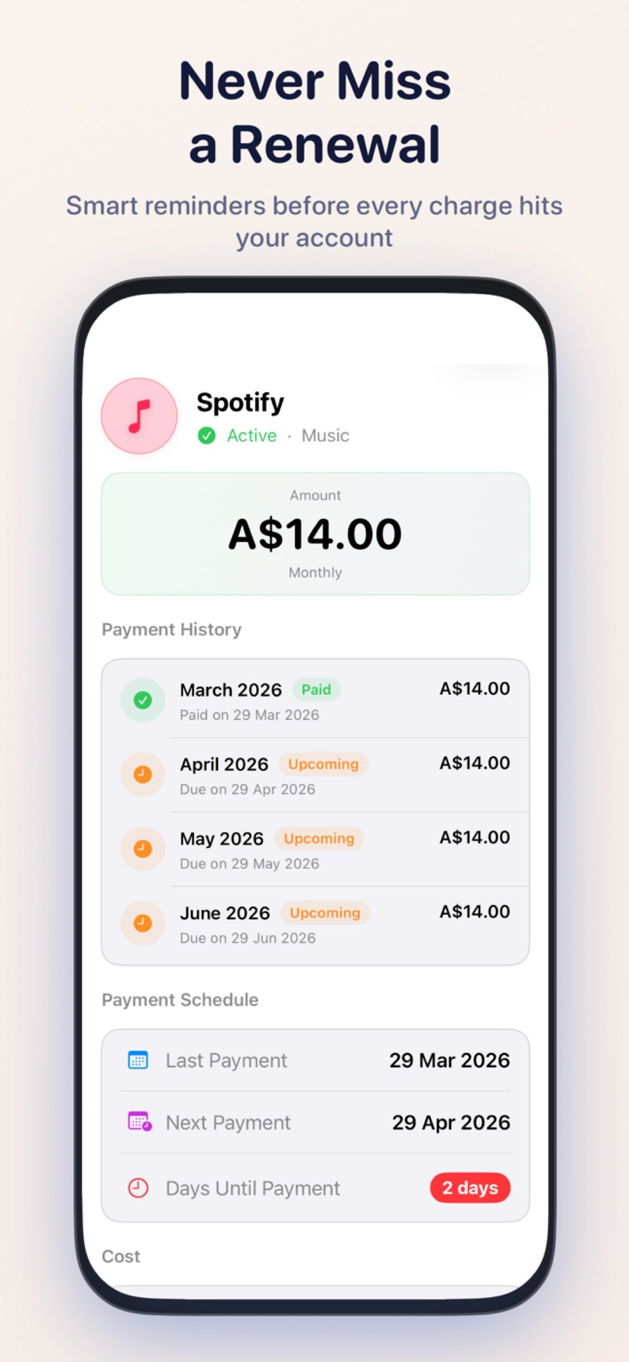 TrackSubs: Subscriptions+Bills screenshot 5