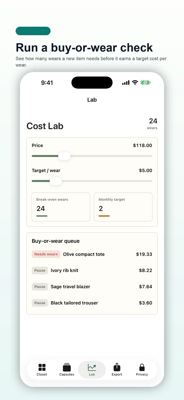 Screenshot #3 pour Outfit Cost Studio