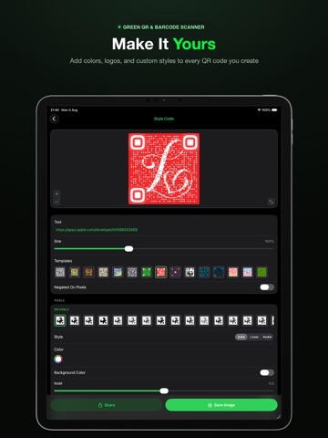 Green QR & Barcode Scanner iPad screenshot